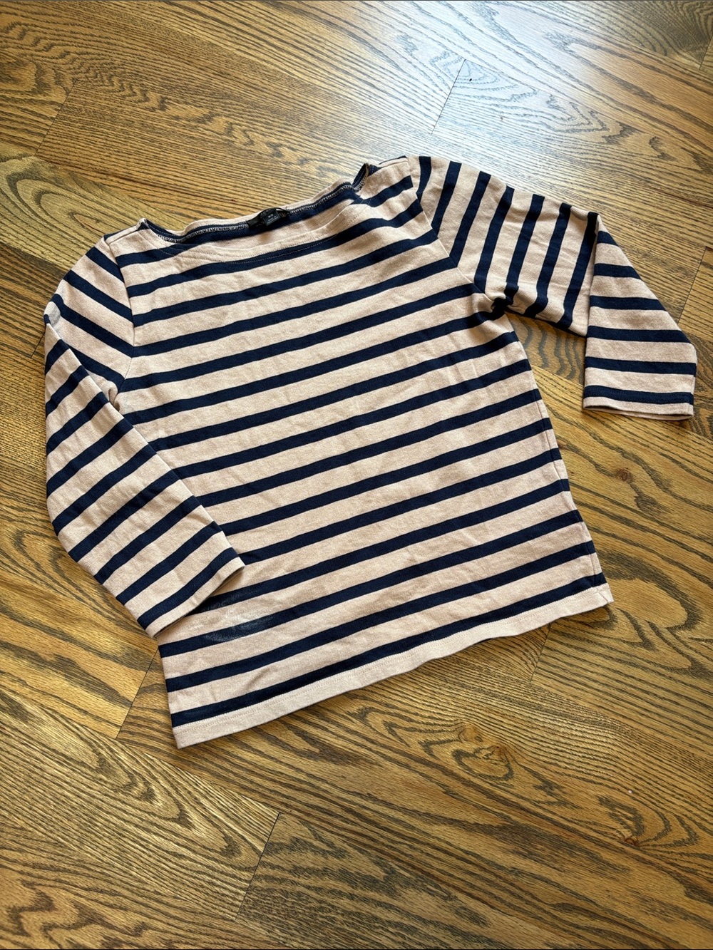 J. Crew Navy and Beige Striped Long Sleeve Tee, XS